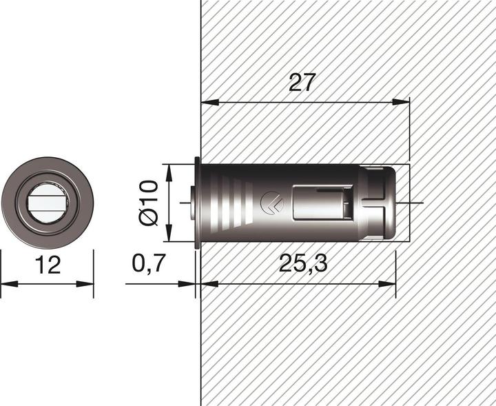 Actual product image Italiana Ferramenta Italiana magnetic catch (magnetic catch) built-in door magnet K-Lock anthracite (1 pcs.)