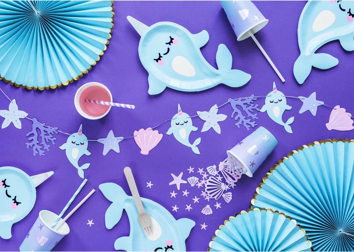 Actual product image Partydeco Garland Narwhal 1 m, Blue/Pink/Purple (1 pcs.)