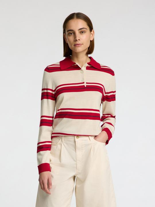 Actual product image Selected Femme 100% Merinowoll Langarm-Poloshirt (M)