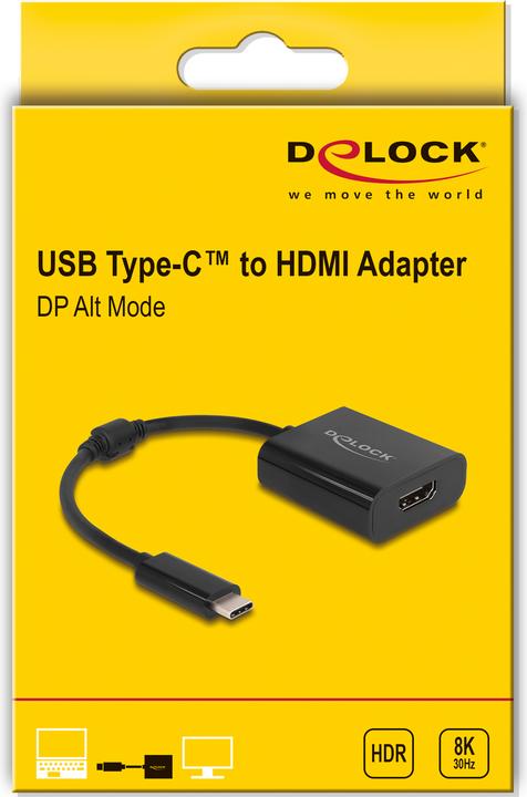 Actual product image Delock USB Type-C™ Adapter to HDMI (DP Alt Mode) 8K with HDR Function black (HDMI, 15 cm)