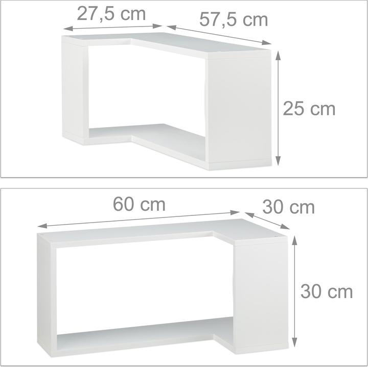 Actual product image Relaxdays Corner Wall Shelf Set of 2 (60 x 30 x 30 cm)
