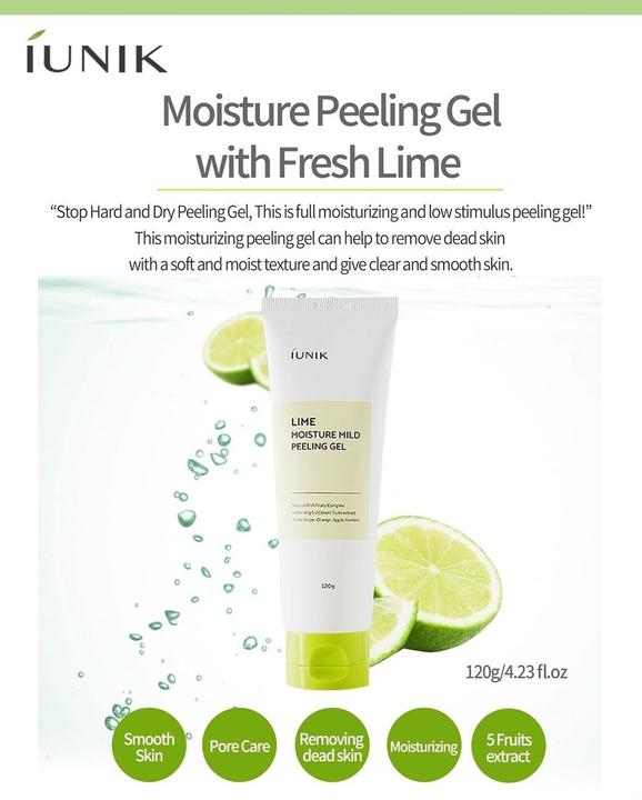 Immagine prodotto iUNIK Gel peeling delicato all'idratazione di Lime (Gel detergente, 120 ml)
