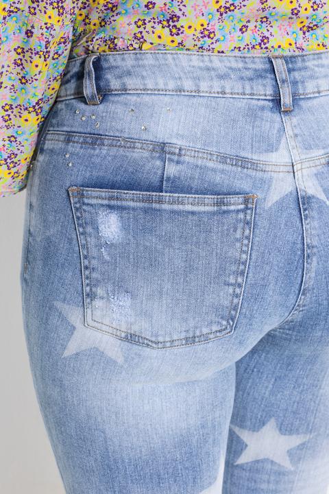 Image du produit Angel of Style Jeans, Slim Fit, Sterne, Glitzersteinchen, Fransensaum (56)