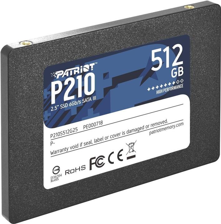 Image du produit Patriot SSD||P210|512GB|SATA 3.0|Vitesse d'écriture 430 MByte (512 Go, 2.5")