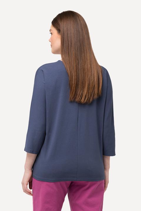 Immagine prodotto Ulla Popken T-shirt con arricciatura, scollo a V, maniche a 3/4 e cotone biologico (58)
