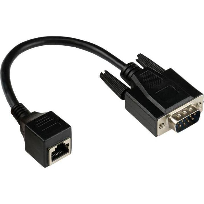 Varia Adapterkabel RJ45 Buchse an RS232 seriell D-SUB 9-Pol Stecker, 1:1, schwarz, 0,1 (0.10 m), Cavo di interfaccia