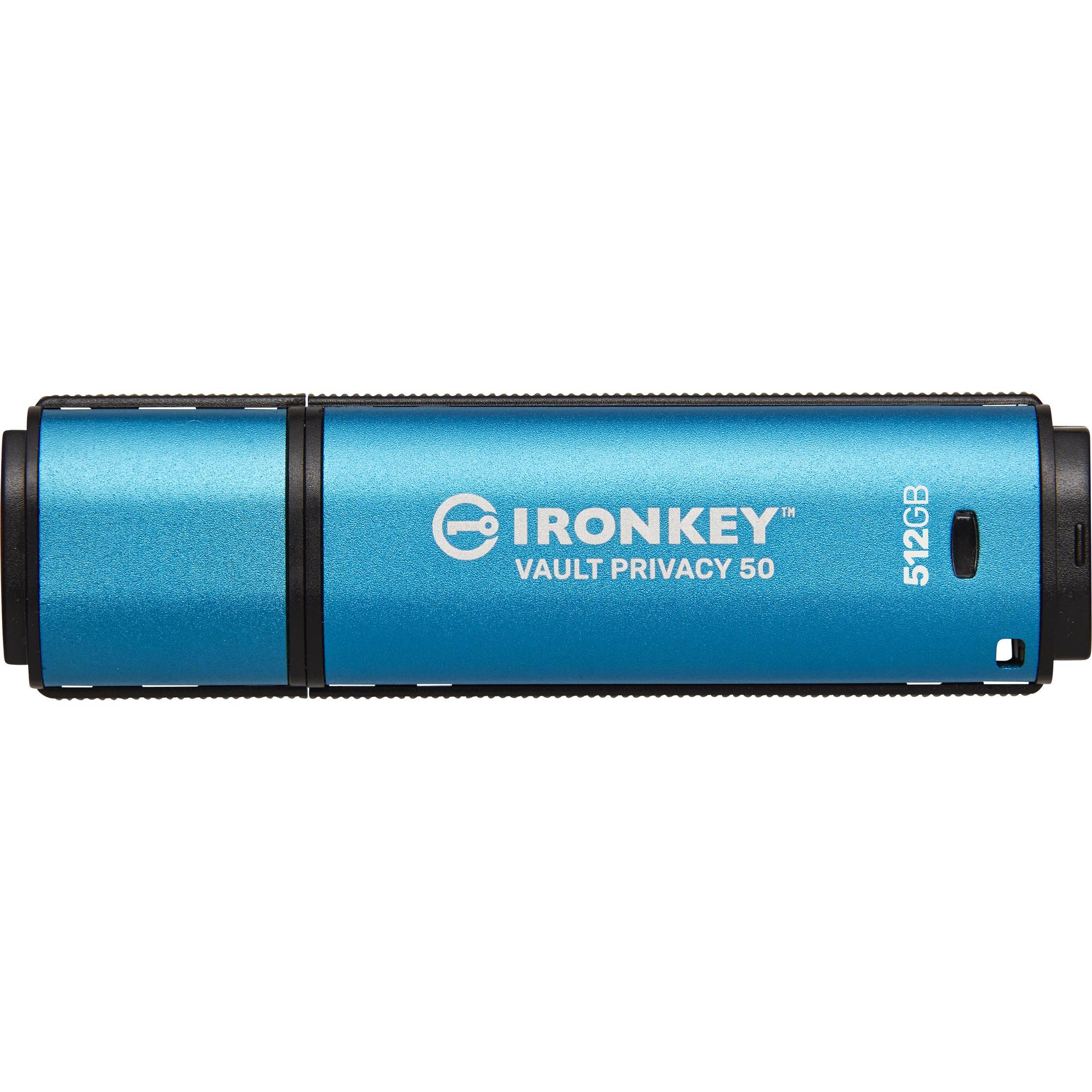 Kingston IronKey Vault Privacy 50 (512 GB, USB-A), USB Stick, Blau