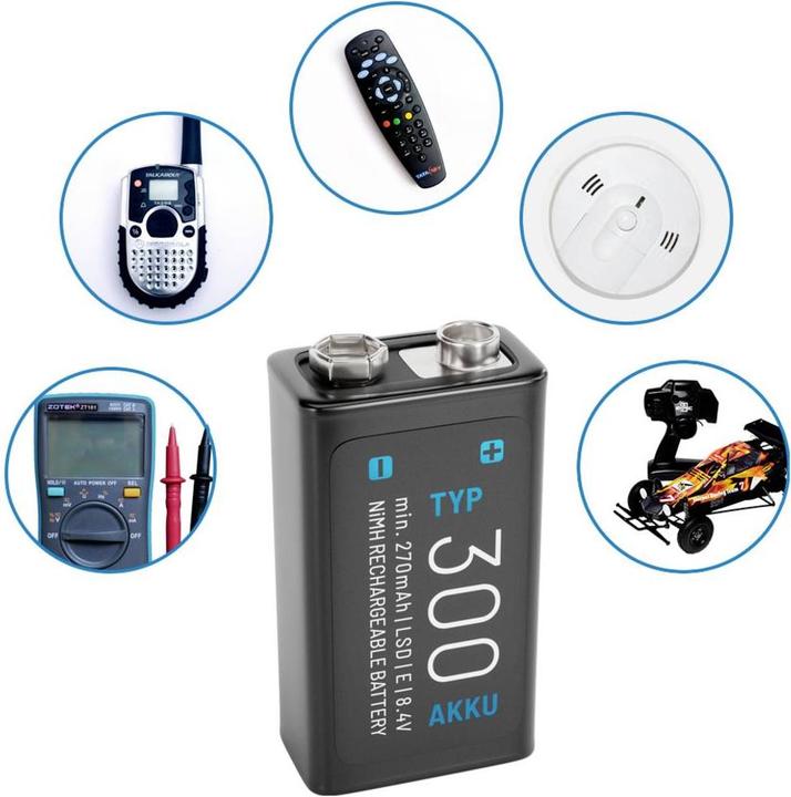 Image du produit Absina 9 V Block-Akku NiMH 270 8.4 V 2 St. (2 pcs, 9V Block, 270 mAh)