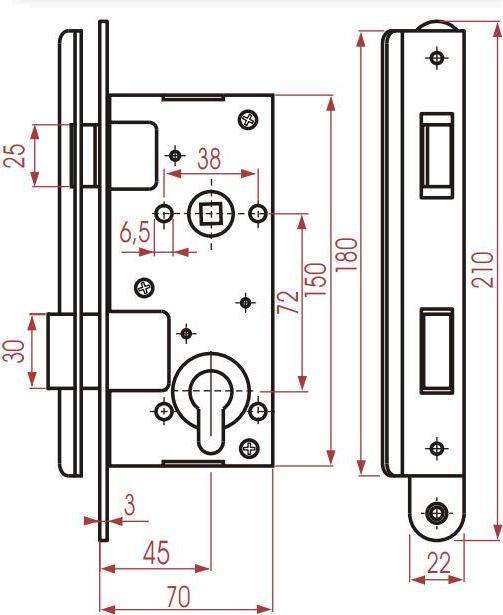 Produktbild LOB MORTISE LOCK KURZEMES 406C-35802/2