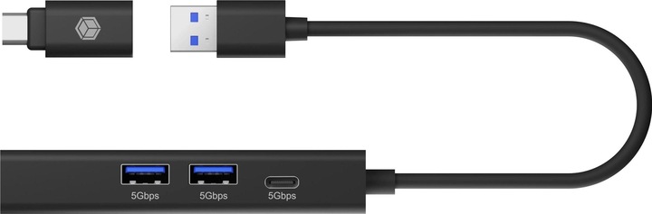 Actual product image Icy Box IB-HUB1439-LAN (USB-A, USB-C, 4 Ports)