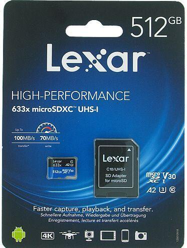 Actual product image Lexar High-Performance 633x (512 GB, microSDXC, U3, UHS-I)