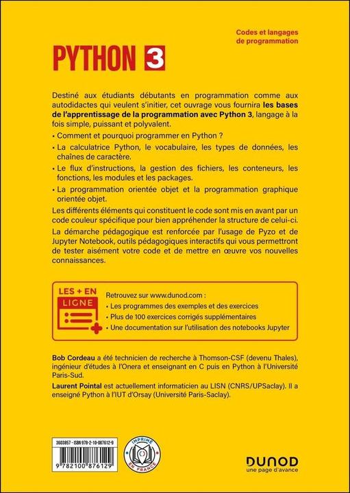 Image du produit Python 3 : apprendre à programmer dans l'écosystème Python (Français, Pointal Laurent, Cordeau Bob, 2025)