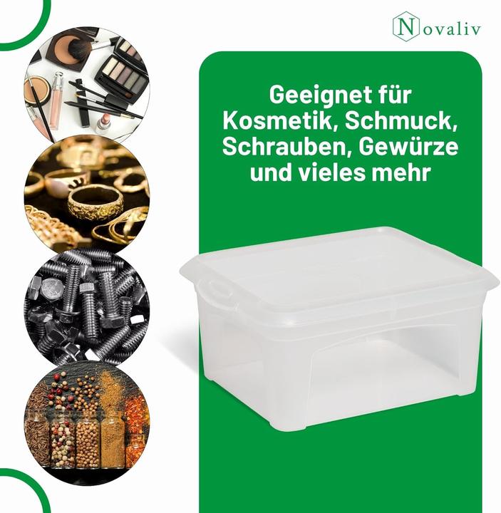 Produktbild Novaliv 2x Aufbewahrungsbox mit Deckel klein 2 L transparente Nestbar stapelbare Plastikbox mit Clipverschlu (16.50 cm, 2 l, 2x)