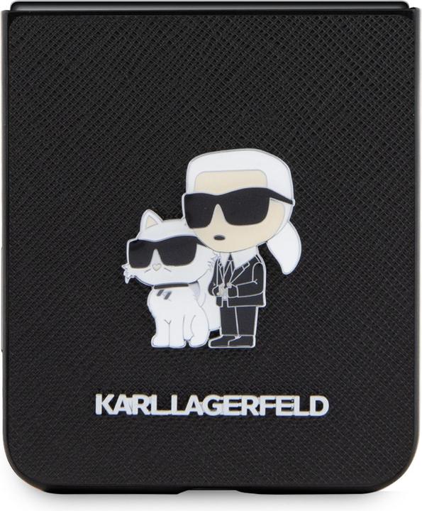 Actual product image Karl Lagerfeld KLHCZF5SAKCNPK Sam Z Flip5 F731 hardcase czarny/black Saffiano Karl&Choupette Pin (Samsung Galaxy Z Flip5)