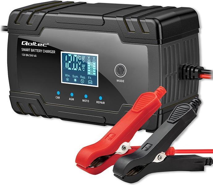 Produktbild Qoltec Mikroprozessor-Ladegerät 12V 8A 24V 4A LCD (12V, 24V, 8 A)