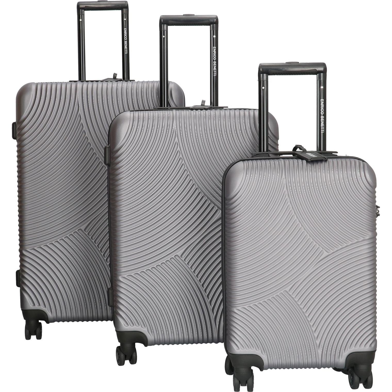 HTI-Living, Koffer, Kofferset 3-teilig Hartschalenkoffer, Grau, (91 l, L (90 - 115l))