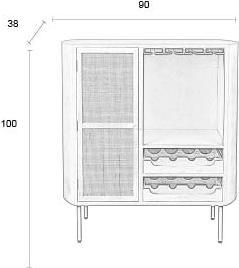 Produktbild White Label Living Cabinet (8 Flaschen, 90 x 38 x 100 cm)