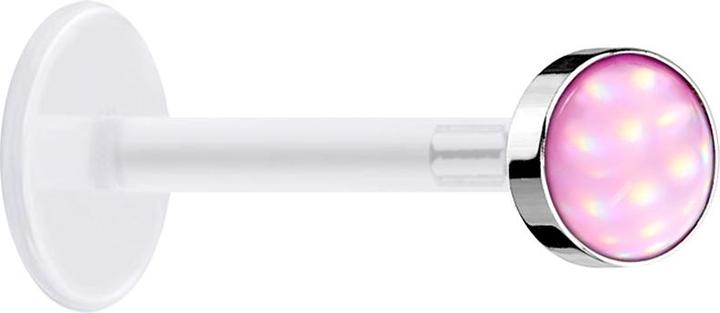 Immagine prodotto Star Piercing Micro labret trasparente con disco e pietra epossidica rosa (Materiale sintetico, Acciaio chirurgico 316L, senza ottone)