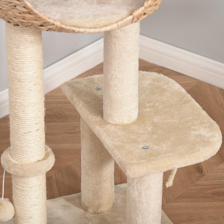 Actual product image PawHut Cat tree with cave (100 cm, Beige)