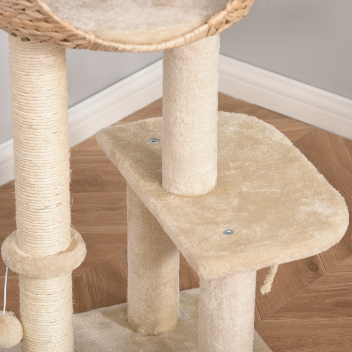 Image du produit PawHut Arbre à chat avec grotte (100 cm, Beige)