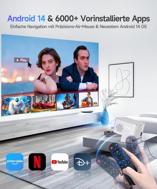 Produktbild Alwtniet Mini Beamer mit Android 14 (Full HD, 600 lm)