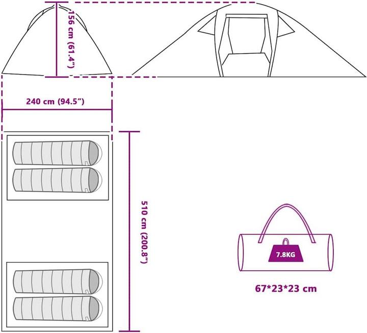 Produktbild VidaXL Camping Zelt (7.80 kg, 5 Personen)