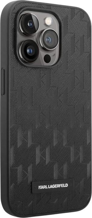 Actual product image Karl Lagerfeld Saffiano Mono Metal Logo - iPhone 14 Pro case (czarny) (Apple iPhone 14 Pro)