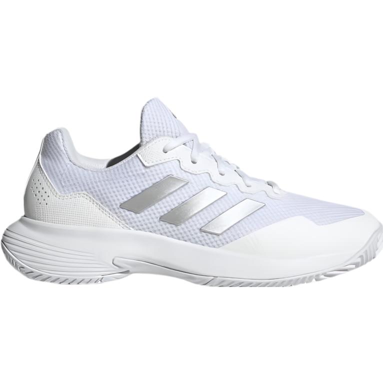 Adidas, Donne, Scarpe Da Tennis, Gamecourt 2.0 Ac White/Silver Woman (40 2/3), Argento, Bianco