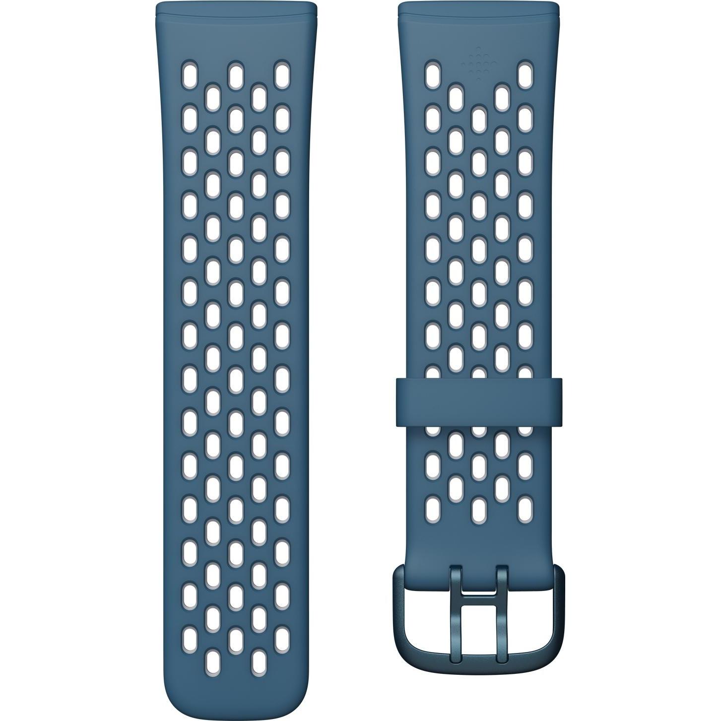Fitbit Versa 3/Sense Sportarmband L (Silikon, Versa 3, Sense), Uhrenarmband, Blau, Grau