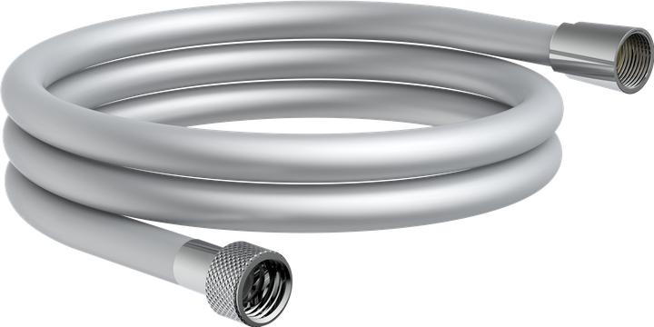 Schütte Brauseschlauch Bad 150 cm Kunststoff Silberoptik Wassersparende Dichtung 63981 (150 cm)