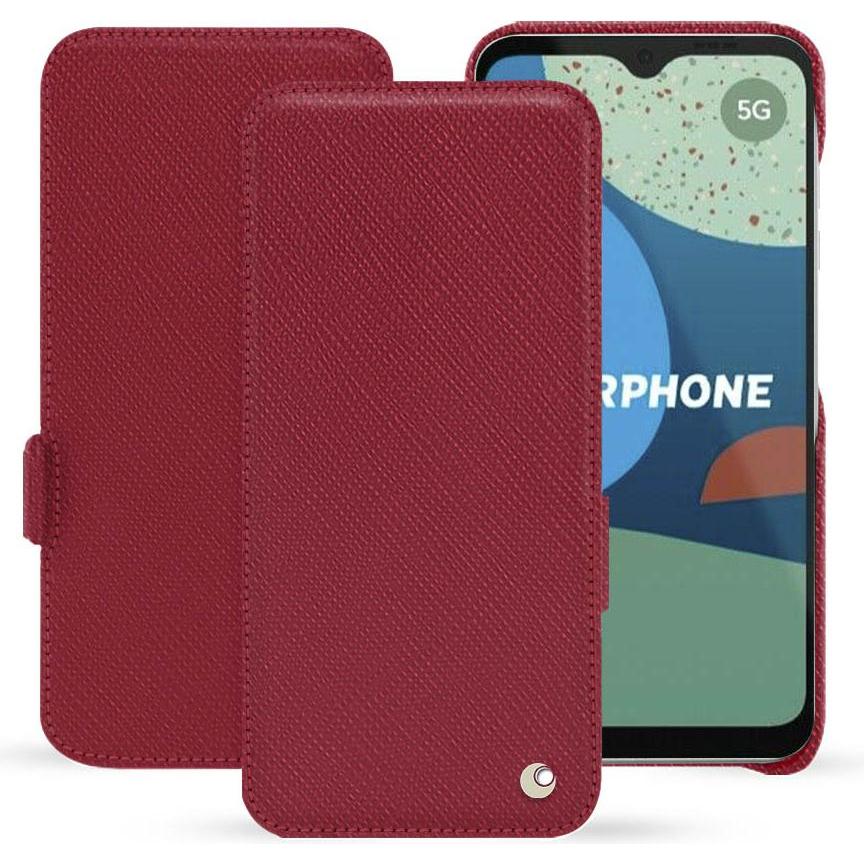 Noreve Lederschutzhülle horizontal (Fairphone 4), Smartphone Hülle, Rot