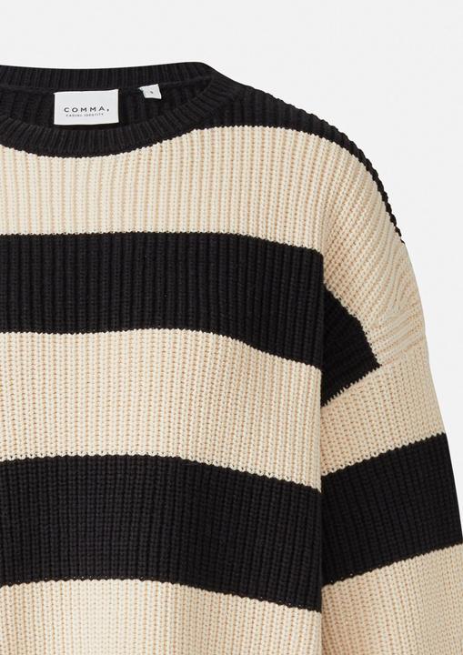 Produktbild Comma Strickpullover Ringelpullover aus Grobstrick mit dezenten Pailletten (XL)