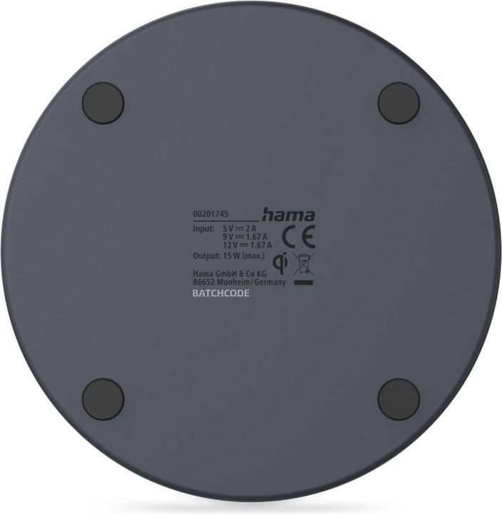 Produktbild Hama Wireless Charger, kabelloses Smartphone-Ladepad, 15 W, Schwarz (15 W)
