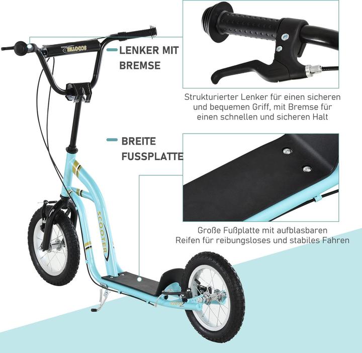 Actual product image Homcom Kinderscooter Stahl, Aluminium Hellblau