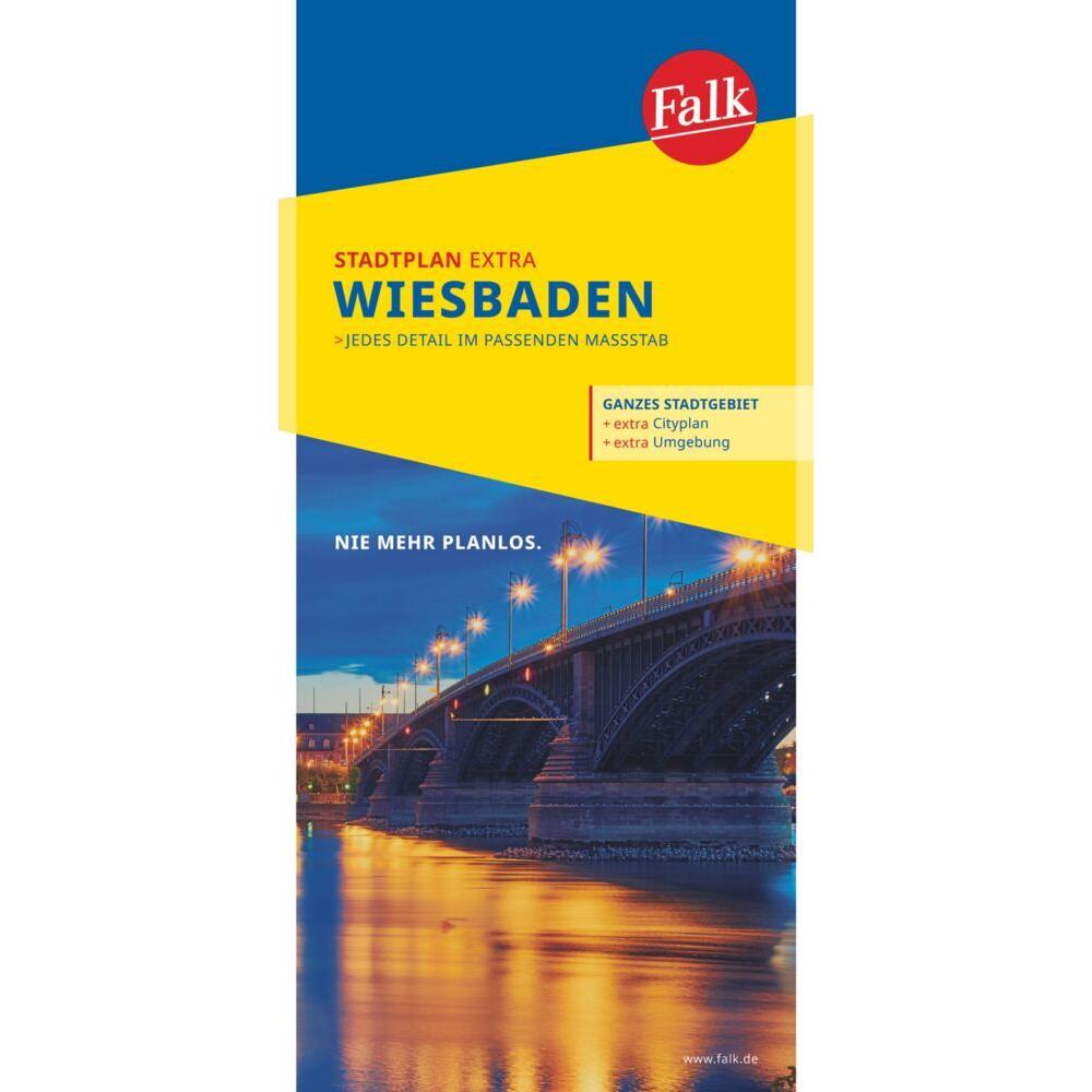Falk Stadtplan Extra Wiebaden mit Ortst, Landkarte
