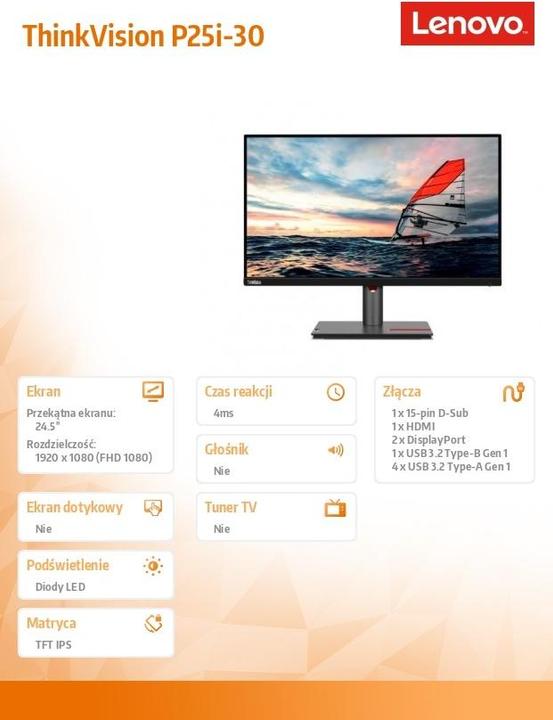 Image du produit Lenovo ThinkVision P25i-30 (1920 x 1080 pixels, 24.50")