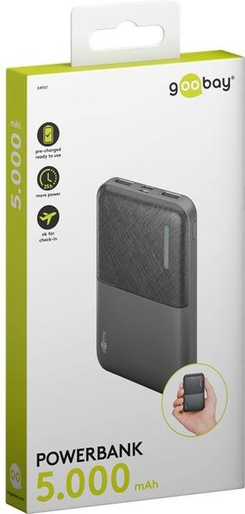 Image du produit Goobay Banque d'énergie compacte 5 000 mAh (5000 mAh, 10.50 W, 3.70 Wh)