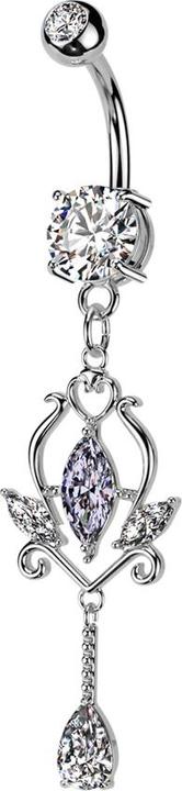 Produktbild Star Piercing Banane silber mit zwei Kugeln Kristall silber Anhänger Floral Kristalle silber (Messing, Chirurgenstahl 316L)