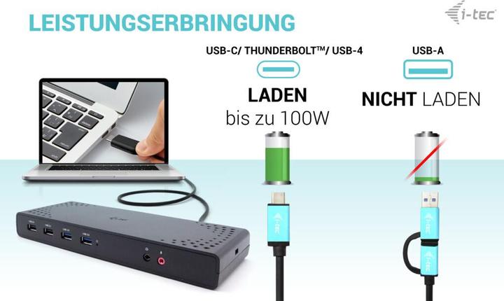 Produktbild i-tec USB 3.0 / USB-C / Thunderbolt Dual Display Docking Station + Power Delivery 100W (USB-C, 12 Ports)