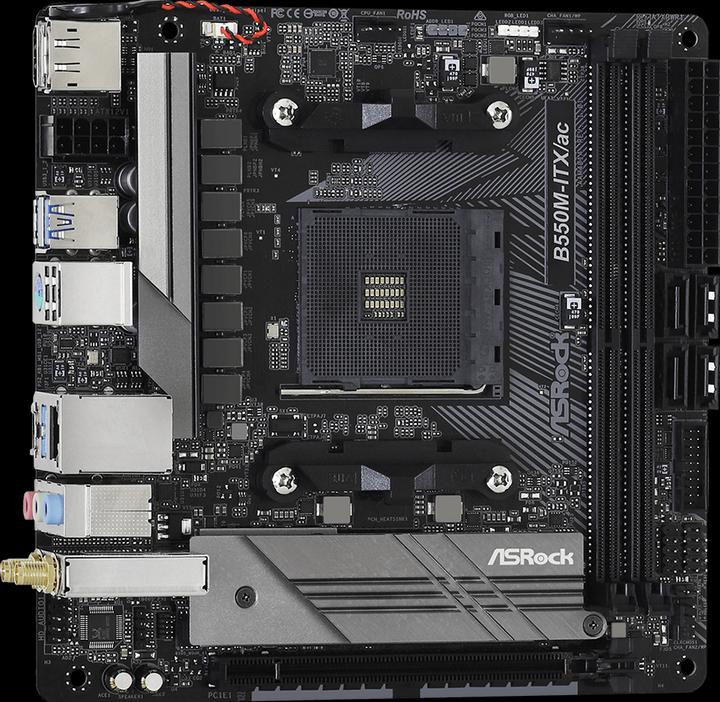 Productafbeelding AsRock B550M-ITX/ac (AM4, AMD B550, Mini-ITX)