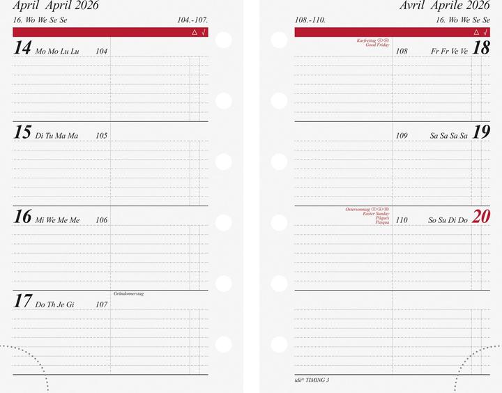 Produktbild Idé TIMING Jahresinhalt (A7, 1 Woche / 2 Seiten)