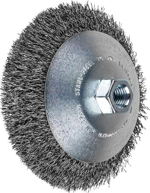 Produktbild Pferd Kegelbürste ungezopft KBU Ø 125x10mm M14 Stahl-Draht-Ø 0,35 mm Winkelschleifer