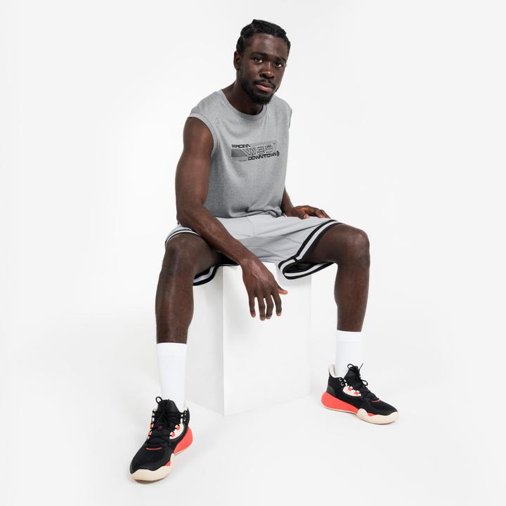 Produktbild Kipsta Damen/Herren Basketball Shorts wendbar leicht - SHR 500 schwarz-weiss (S)