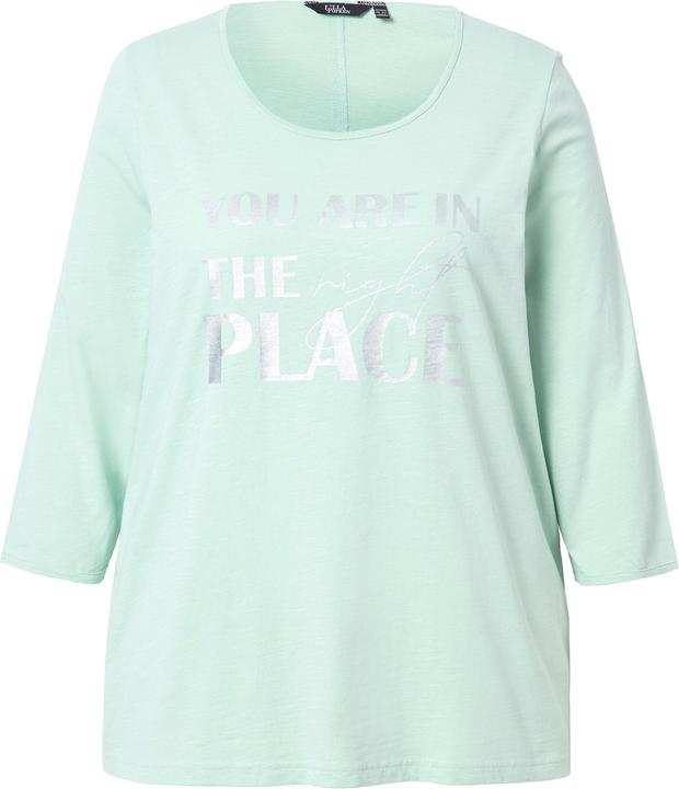Image du produit Ulla Popken T-shirt à message métallique, ligne A. Col rond et manches 3/4 (42, 44)