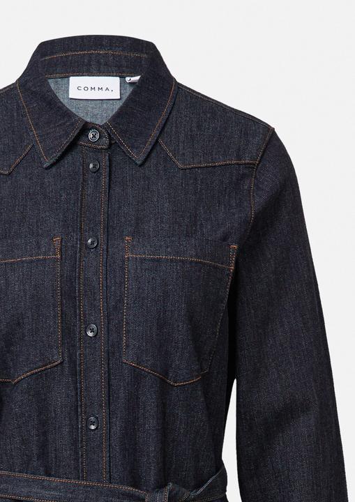 Image du produit Comma Kleid Leichtes Denimkleid in Midilänge mit Bindegürtel (36)