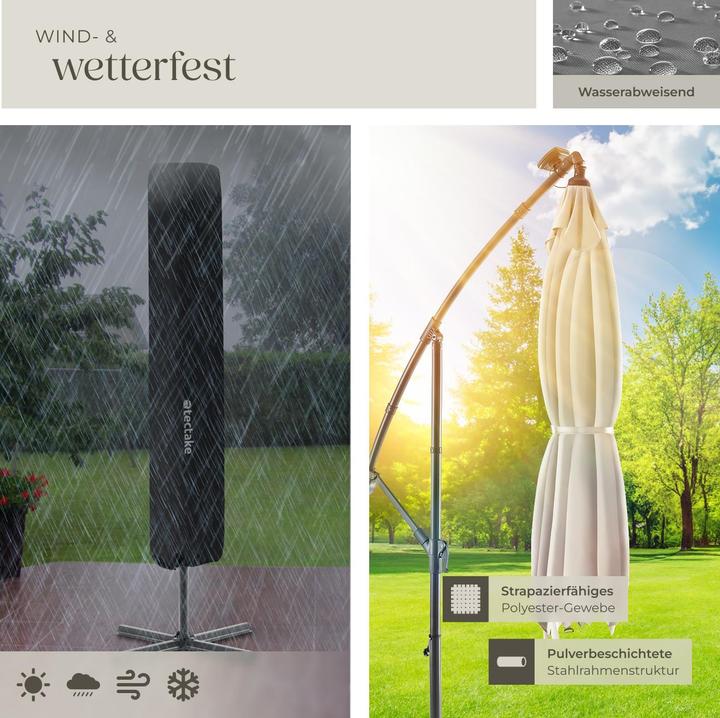 Produktbild tectake Sonnenschirm Sunna LED-Solar mit Kurbel 2,5 x 2,5 m (2.50 m)