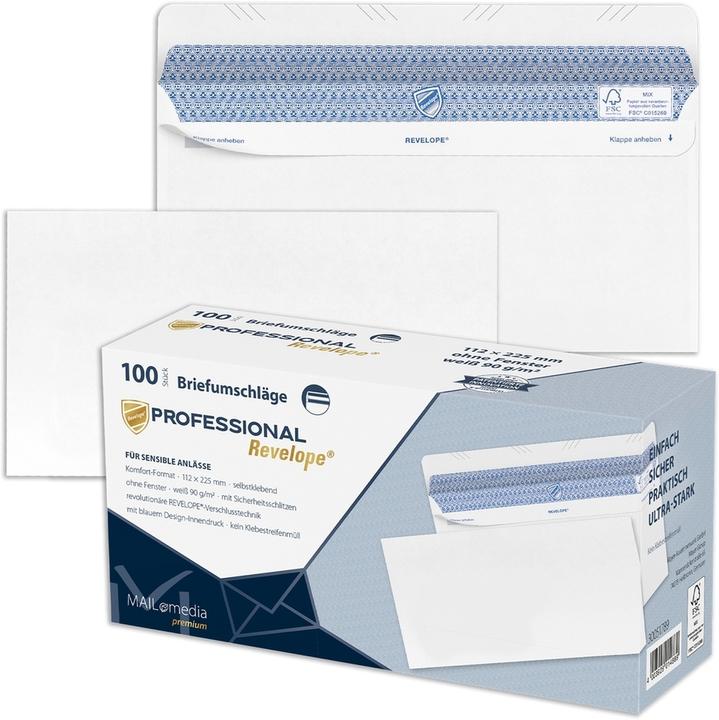 Actual product image Mailmedia 30051789 Envelope REVELOPE, 112 x 225 mm, without window (DL, 100x)