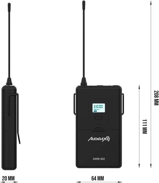 Immagine prodotto Audibax Microfono lavalier wireless 4 canali UHF con connettore mini-XLR