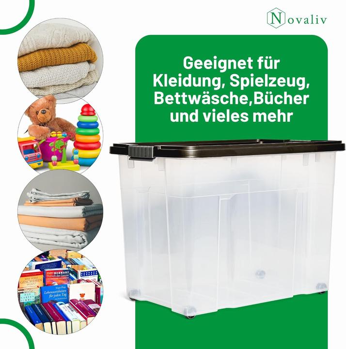 Image du produit Novaliv XXL Aufbewahrungsbox mit Deckel Gross 80L Anthrazit Nestbar stapelbare Plastikbox mit Clipver (40 cm, 80 l, 1x)