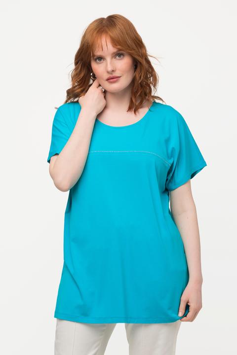 Image du produit Ulla Popken T-shirt à col rond et manches courtes. Rayures en strass. (46, 48)
